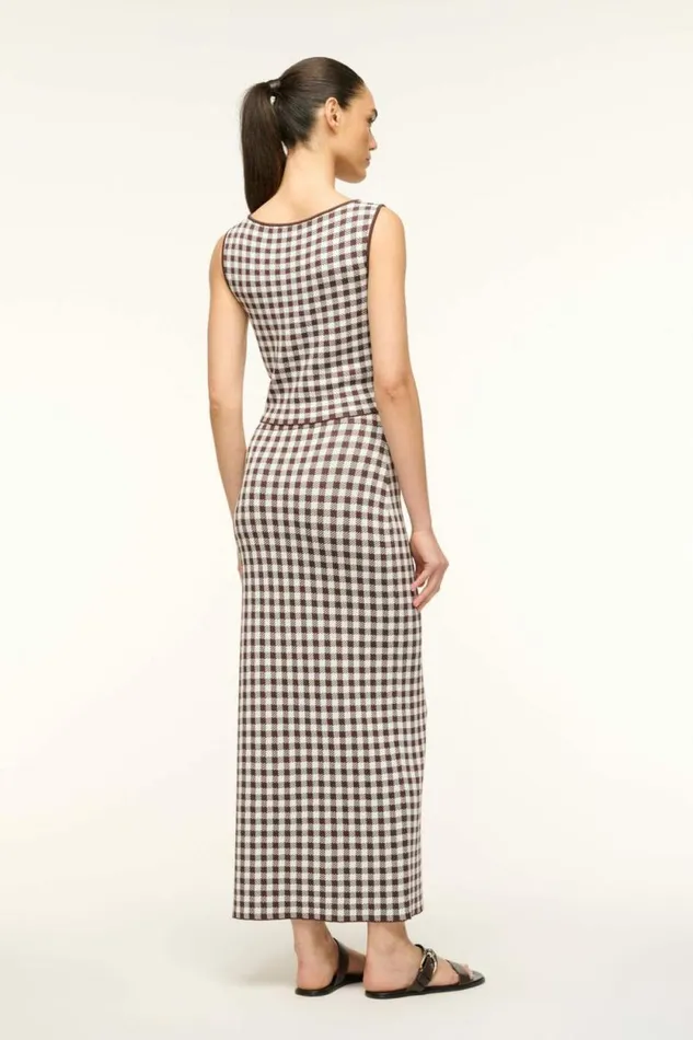 STAUD Skirts KARINA SKIRT Dark Chocolate Gingham 8211 Women STAUD Skirts KARINA SKIRT Dark Chocolate Gingham 8211 Women