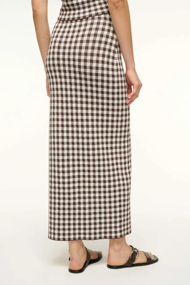 STAUD Skirts KARINA SKIRT Dark Chocolate Gingham 8211 Women STAUD Skirts KARINA SKIRT Dark Chocolate Gingham 8211 Women