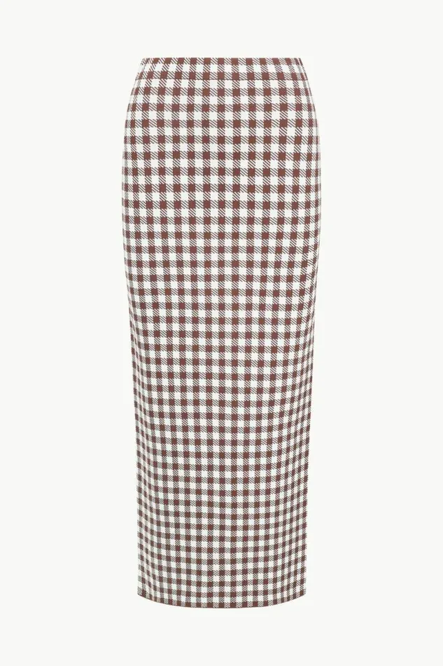 STAUD Skirts KARINA SKIRT Dark Chocolate Gingham 8211 Women STAUD Skirts KARINA SKIRT Dark Chocolate Gingham 8211 Women