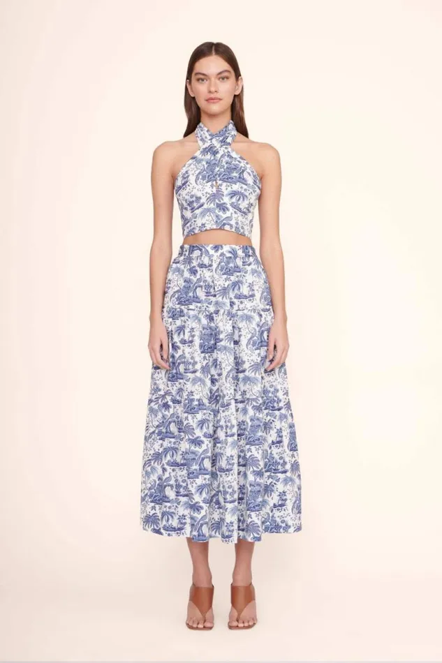 STAUD Skirts SEA SKIRT Blue Toile 8211 Women