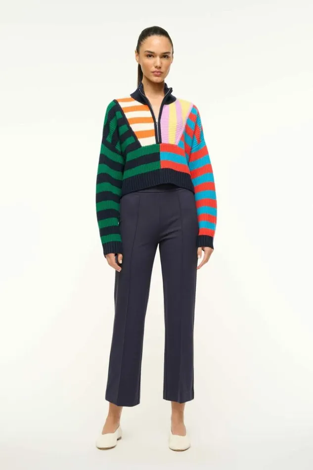 STAUD Sweaters CASHMERE CROPPED HAMPTON SWEATER Cabana Stripe Multi 8211 Women