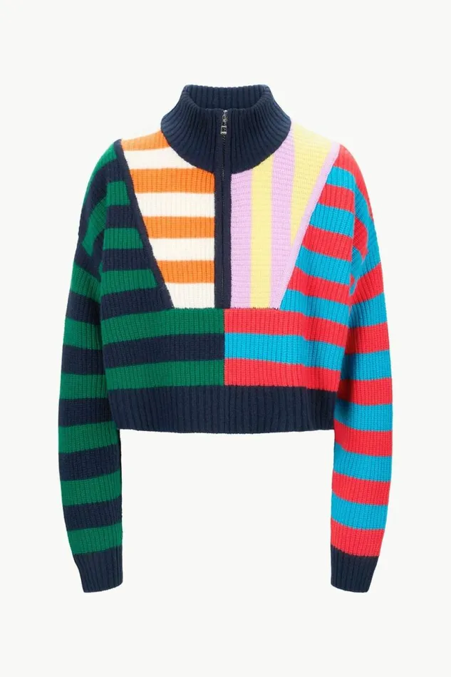 STAUD Sweaters CASHMERE CROPPED HAMPTON SWEATER Cabana Stripe Multi 8211 Women