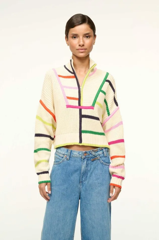 STAUD Sweaters CROPPED HAMPTON SWEATER Cream Rainbow Multi 8211 Women