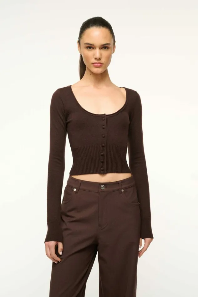 STAUD Sweaters SABRINA SWEATER Dark Chocolate 8211 Women STAUD Sweaters SABRINA SWEATER Dark Chocolate 8211 Women