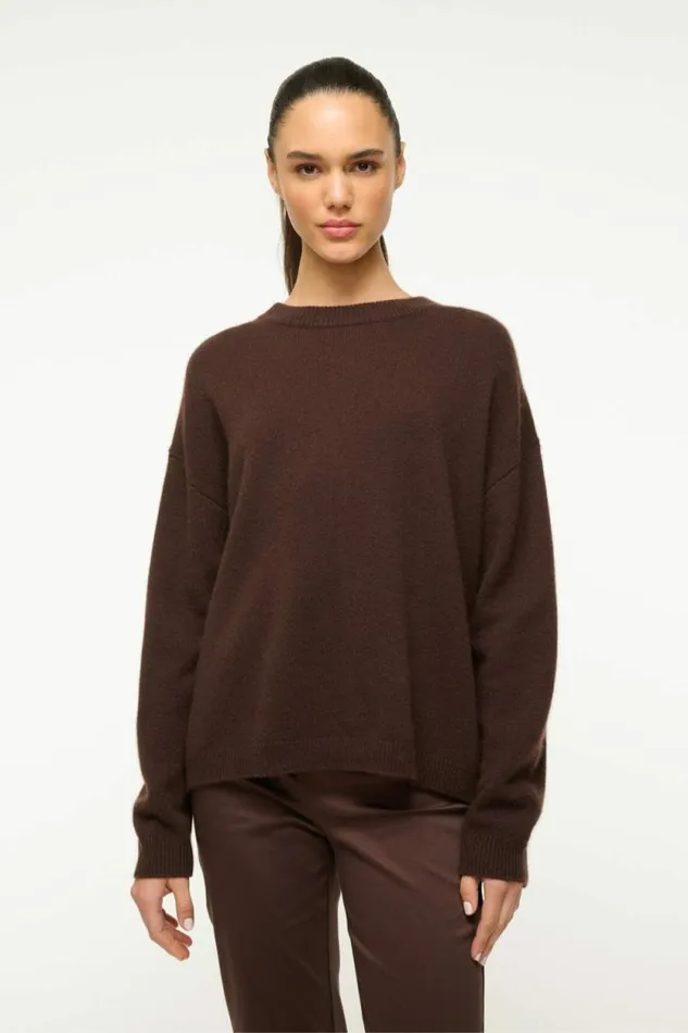 STAUD Sweaters SERRANO CASHMERE RELAXED CREW Dark Chocolate 8211 Women STAUD Sweaters SERRANO CASHMERE RELAXED CREW Dark Chocolate 8211 Women