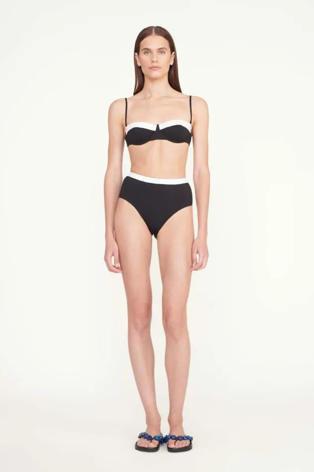 STAUD Swim DEVON HIGH RISE BIKINI BOTTOM Black White 8211 Women STAUD Swim DEVON HIGH RISE BIKINI BOTTOM Black White 8211 Women