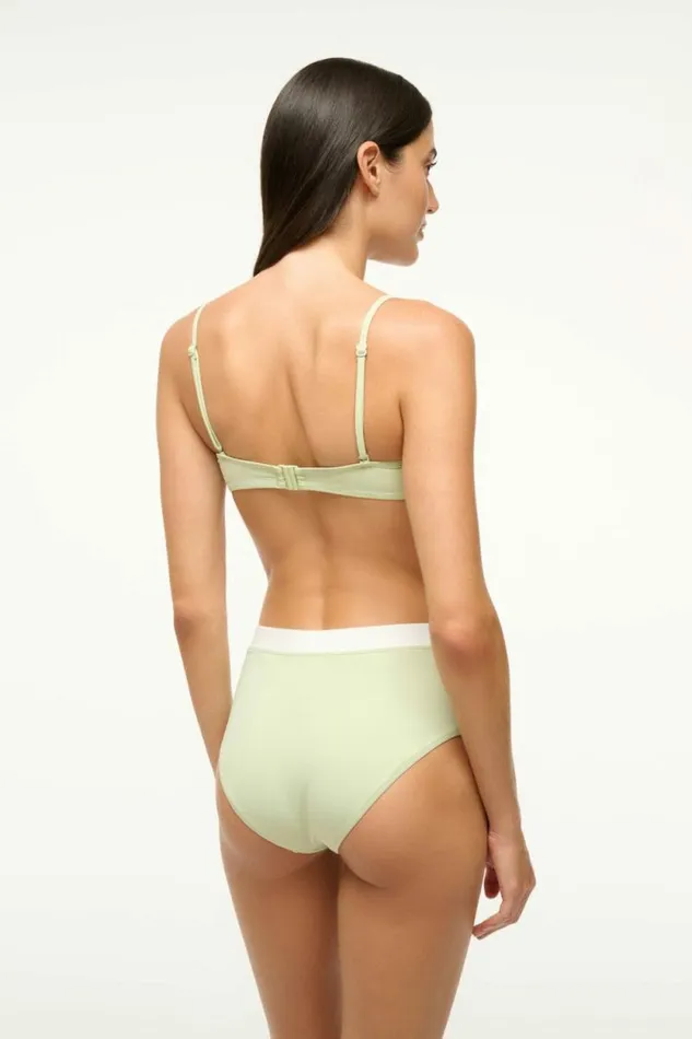 STAUD Swim DEVON HIGH RISE BIKINI BOTTOM Pale Jade White 8211 Women STAUD Swim DEVON HIGH RISE BIKINI BOTTOM Pale Jade White 8211 Women