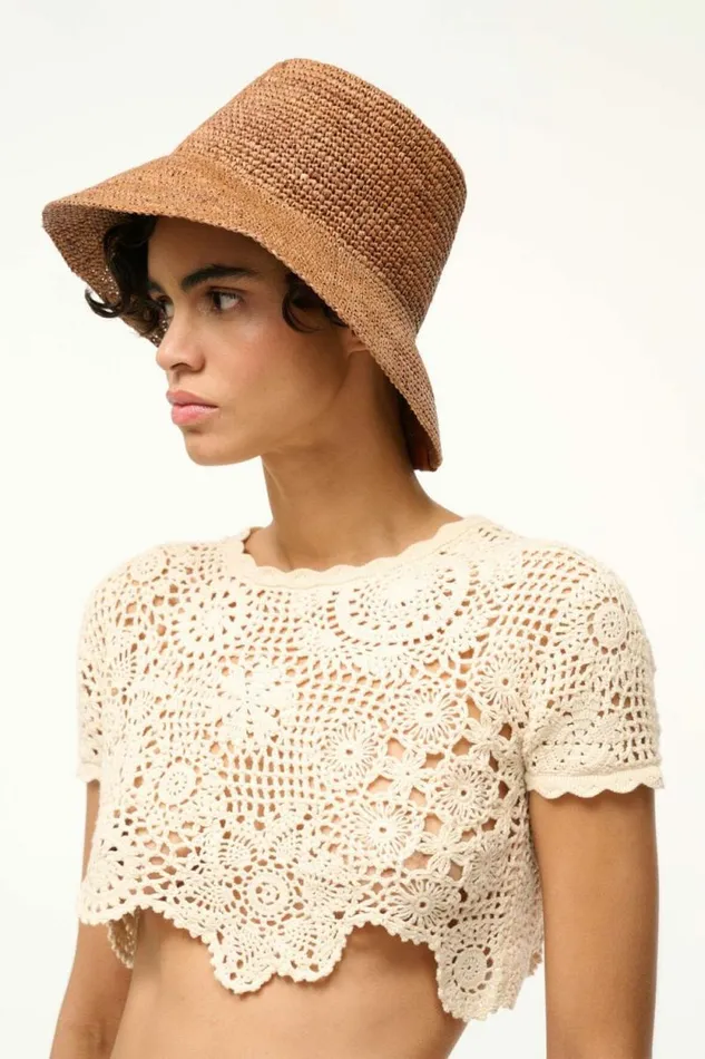 STAUD Swim RITA BUCKET HAT Tan 8211 Women STAUD Swim RITA BUCKET HAT Tan 8211 Women