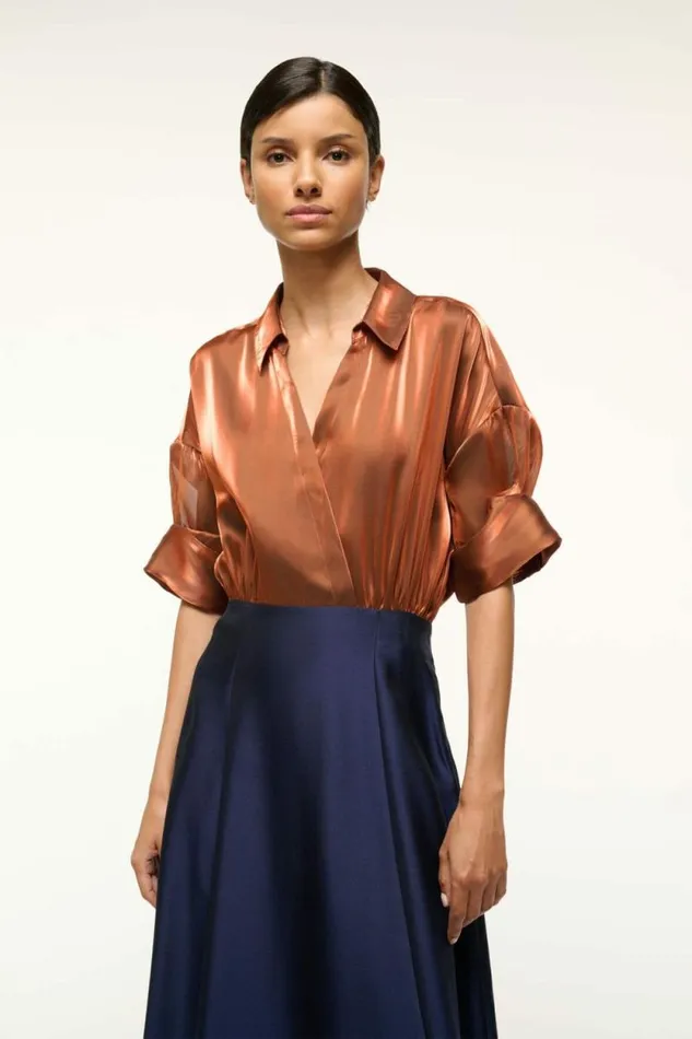 STAUD The Evening Edit SHUBERT DRESS Iridescent Cacao Midnight 8211 Women STAUD The Evening Edit SHUBERT DRESS Iridescent Cacao Midnight 8211 Women
