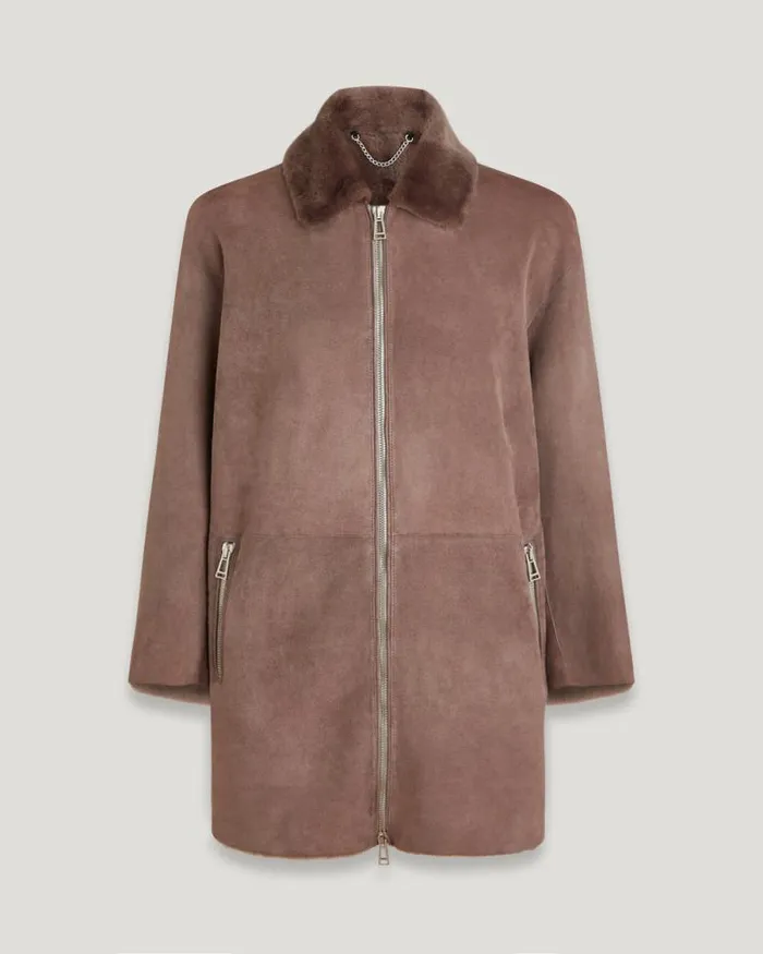 Suede and Shearling Jackets Women Belstaff Spelter Coat Driftwood