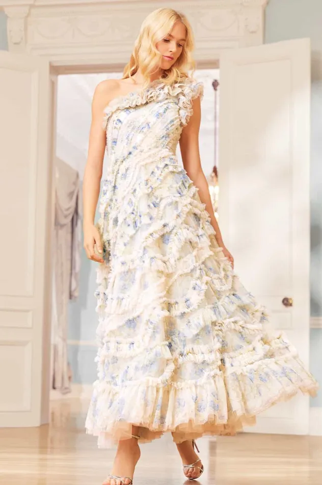 Summer Posy Aaliyah OneShoulder Gown Multi Women Needle and Thread Dresses