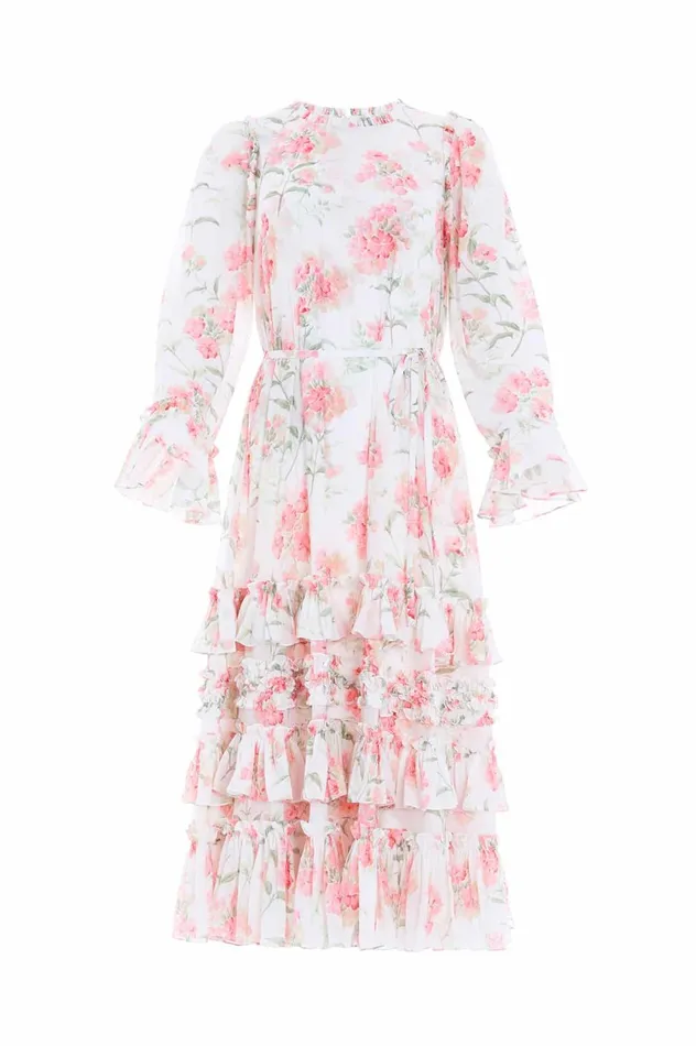 Summer Posy Chiffon Round Neck Ankle Gown Multi Women Needle and Thread Dresses
