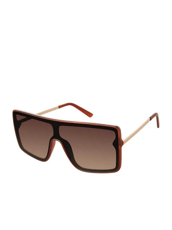 Sunglasses Accessories Jessica Simpson Square Shield Metal Temple Sunglasses In Brown