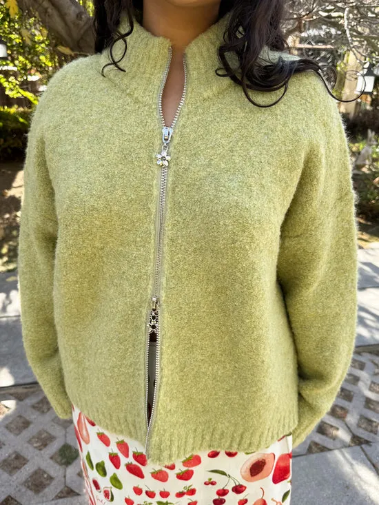 Sweaters Lisa Says Gah Women Gemma Zip Up Green Marble