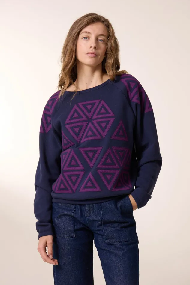 Sweatshirts Women Leon and Harper Shine Triangle Sweatshirt Navy
