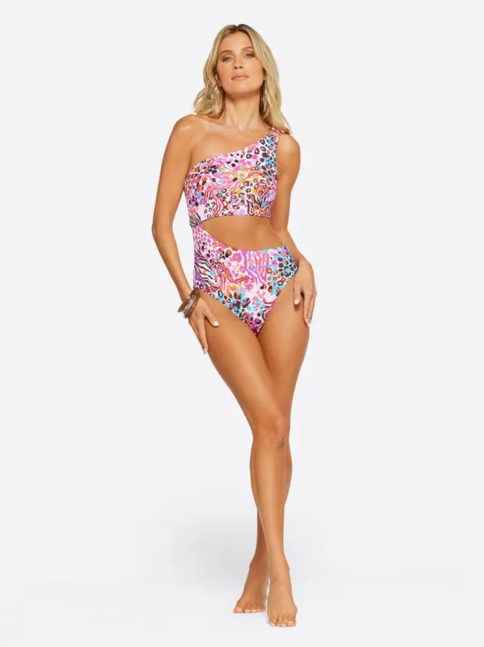 Swim Clothing Jessica Simpson French Exit One Piece In Pink Multi