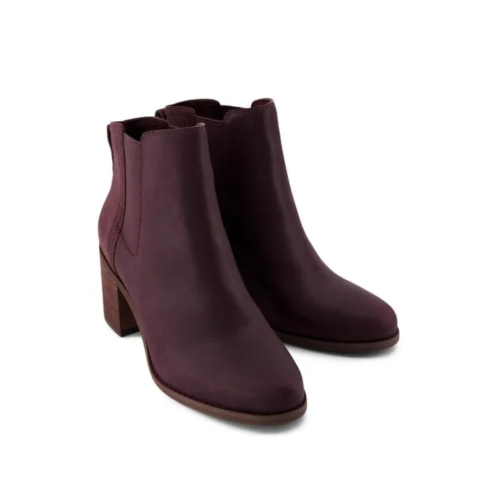 Toms Boots and Booties Evelyn Chelsea Heeled Boot Blackberry Leather Suede 8211 Women Toms Boots and Booties Evelyn Chelsea Heeled Boot Blackberry Leather Suede 8211 Women