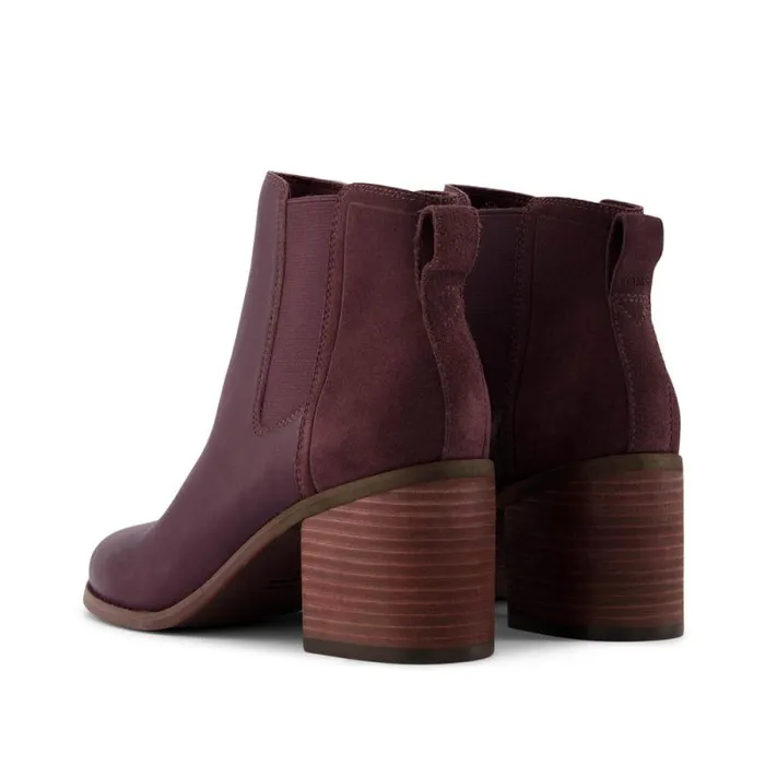 Toms Boots and Booties Evelyn Chelsea Heeled Boot Blackberry Leather Suede 8211 Women Toms Boots and Booties Evelyn Chelsea Heeled Boot Blackberry Leather Suede 8211 Women
