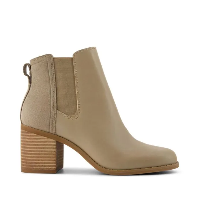 Toms Boots and Booties Evelyn Chelsea Heeled Boot Dune Leather Suede 8211 Women