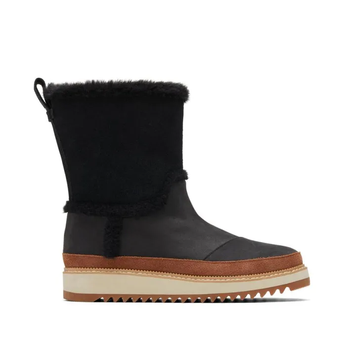 Toms Boots and Booties Makenna Boot Water Resistant Faux Fur Black 8211 Women