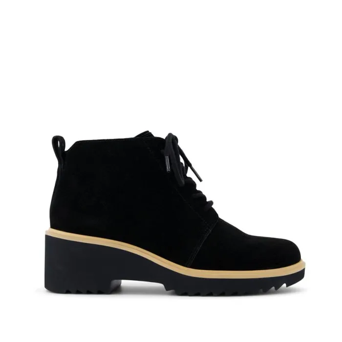 Toms Boots and Booties Maude Wedge LaceUp Boot Black Suede 8211 Women