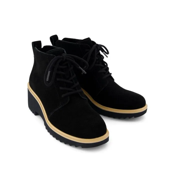Toms Boots and Booties Maude Wedge LaceUp Boot Black Suede 8211 Women Toms Boots and Booties Maude Wedge LaceUp Boot Black Suede 8211 Women