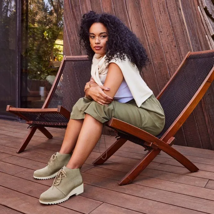 Toms Boots and Booties Maude Wedge LaceUp Boot Natural Suede 8211 Women Toms Boots and Booties Maude Wedge LaceUp Boot Natural Suede 8211 Women