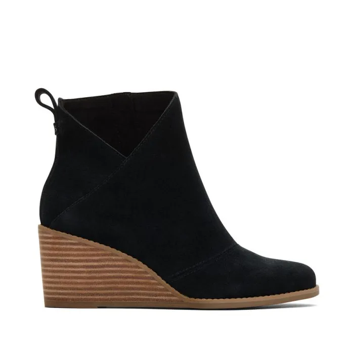 Toms Boots and Booties Sutton Wedge Ankle Bootie Black Suede 8211 Women