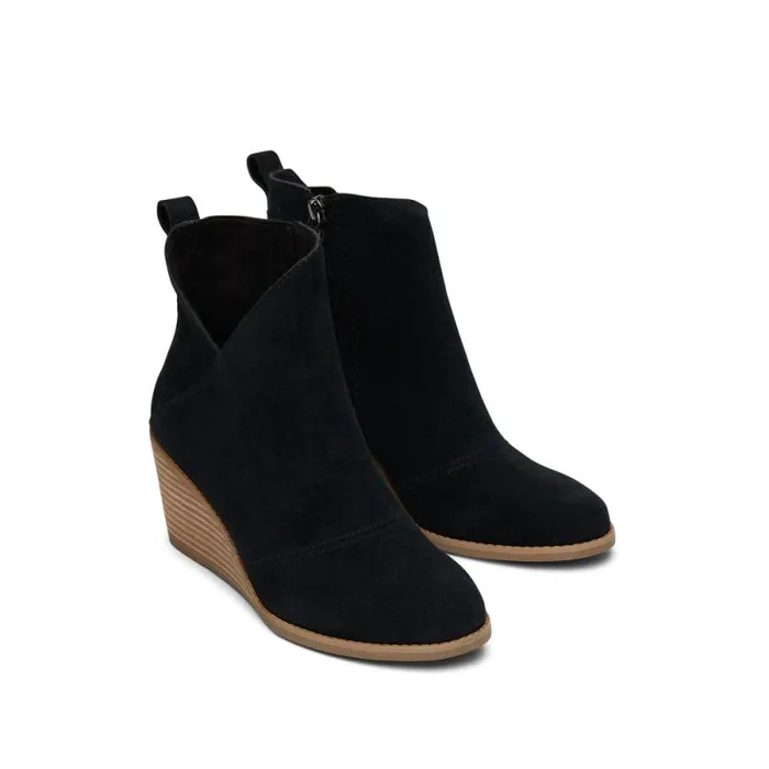 Toms Boots and Booties Sutton Wedge Ankle Bootie Black Suede 8211 Women Toms Boots and Booties Sutton Wedge Ankle Bootie Black Suede 8211 Women