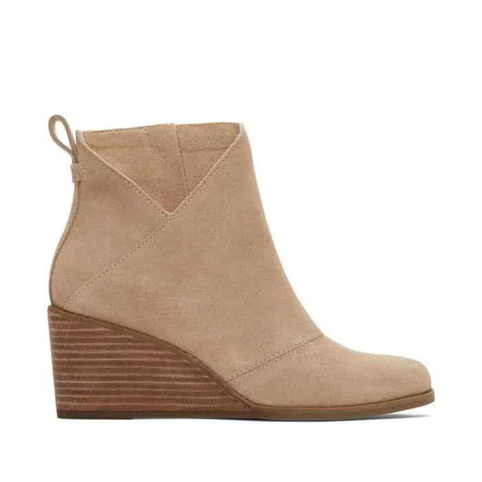 Toms Boots and Booties Sutton Wedge Ankle Bootie Oatmeal Suede 8211 Women