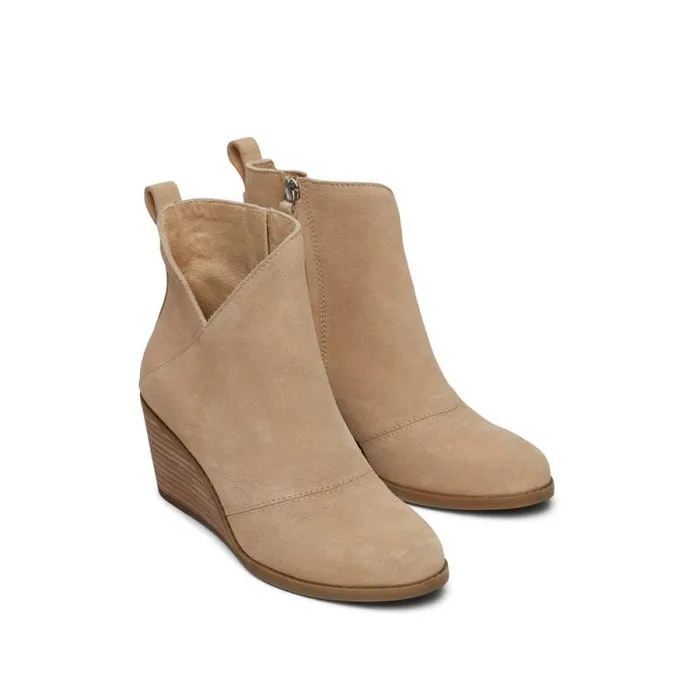 Toms Boots and Booties Sutton Wedge Ankle Bootie Oatmeal Suede 8211 Women Toms Boots and Booties Sutton Wedge Ankle Bootie Oatmeal Suede 8211 Women