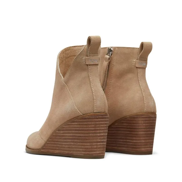 Toms Boots and Booties Sutton Wedge Ankle Bootie Oatmeal Suede 8211 Women Toms Boots and Booties Sutton Wedge Ankle Bootie Oatmeal Suede 8211 Women