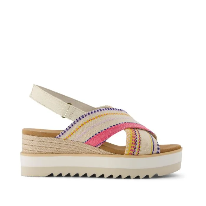 Toms Espadrilles Diana Crossover Wedge Sandal Fuchsia Stripes 8211 Women