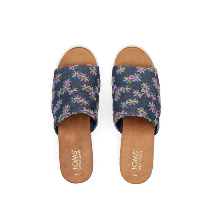 Toms Espadrilles Diana Mule Wedge Sandal Navy Embroidered Floral 8211 Women Toms Espadrilles Diana Mule Wedge Sandal Navy Embroidered Floral 8211 Women