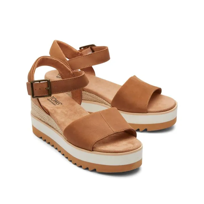 Toms Espadrilles Diana Wedge Sandal Tan Leather 8211 Women Toms Espadrilles Diana Wedge Sandal Tan Leather 8211 Women