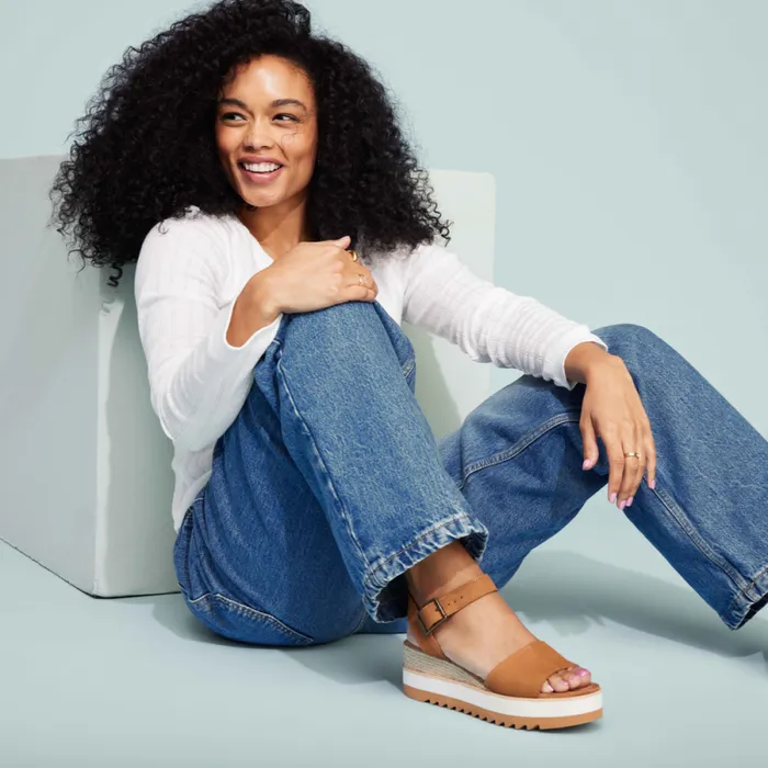 Toms Espadrilles Diana Wedge Sandal Tan Leather 8211 Women Toms Espadrilles Diana Wedge Sandal Tan Leather 8211 Women