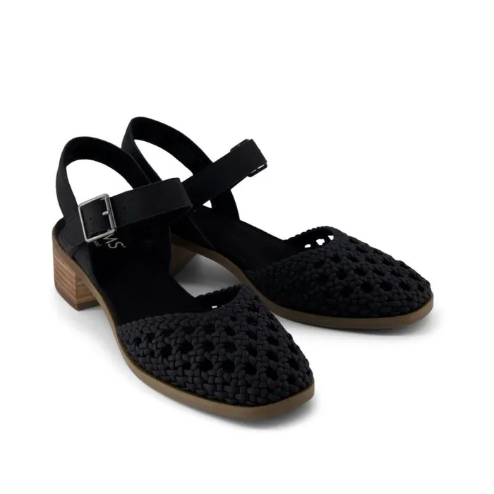 Toms Heels and Wedges Jaclyn Heel Black Perforated Basket Woven Leather 8211 Women Toms Heels and Wedges Jaclyn Heel Black Perforated Basket Woven Leather 8211 Women