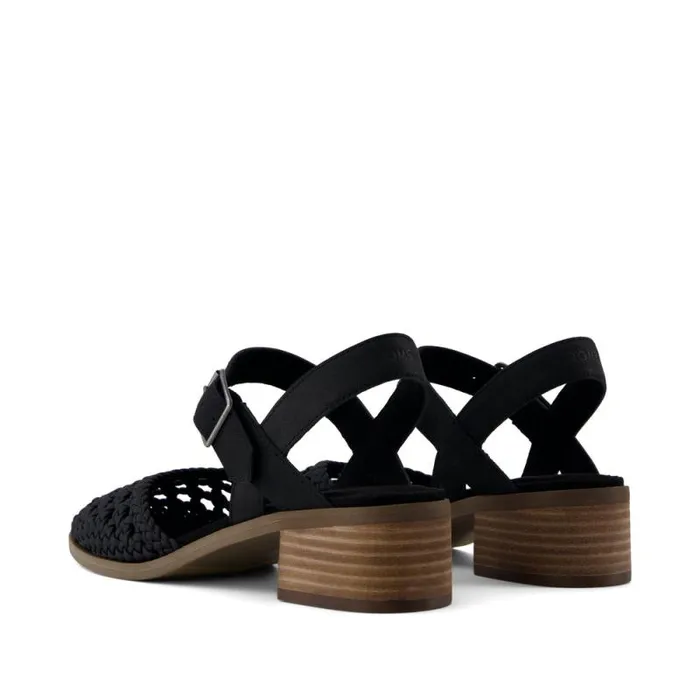 Toms Heels and Wedges Jaclyn Heel Black Perforated Basket Woven Leather 8211 Women Toms Heels and Wedges Jaclyn Heel Black Perforated Basket Woven Leather 8211 Women
