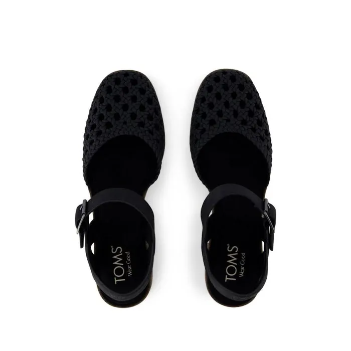 Toms Heels and Wedges Jaclyn Heel Black Perforated Basket Woven Leather 8211 Women Toms Heels and Wedges Jaclyn Heel Black Perforated Basket Woven Leather 8211 Women
