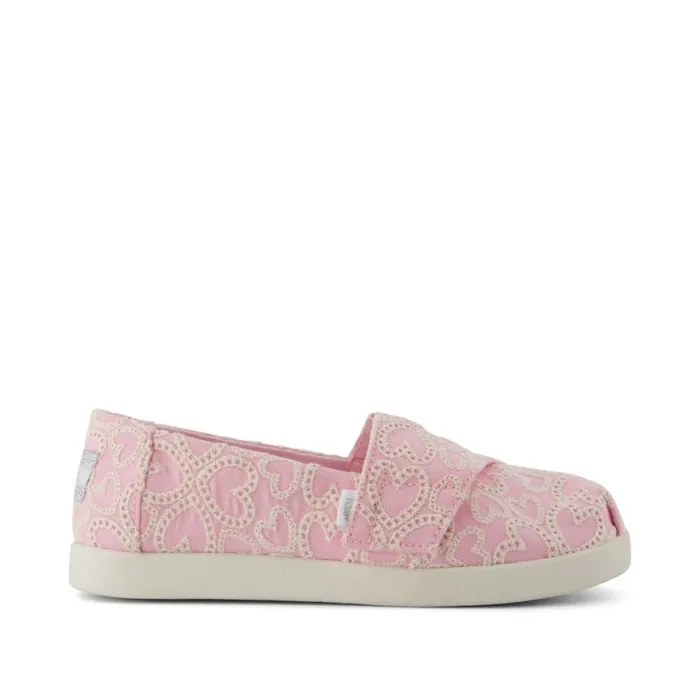 Toms Slip Ons Alpargata Classic Kids Shoe Pink Hearts Eyelet Lace 8211 Kids