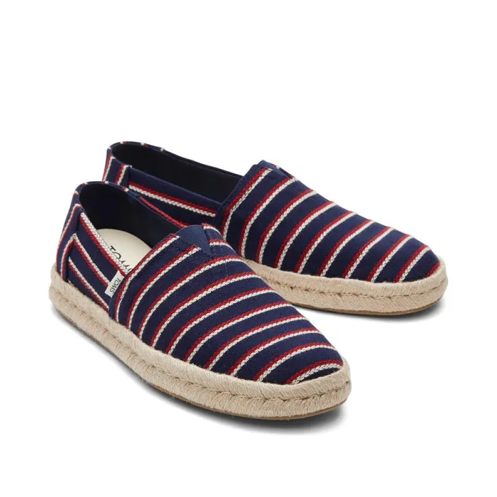 Toms Slip Ons Alpargata Rope 20 Espadrille Navy Woven Stripes 8211 Men Toms Slip Ons Alpargata Rope 20 Espadrille Navy Woven Stripes 8211 Men