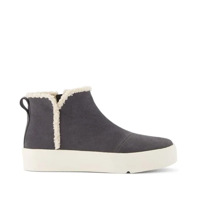 Toms Slip Ons Verona Mid Platform Sneaker Grey Suede Faux Shearling 8211 Women