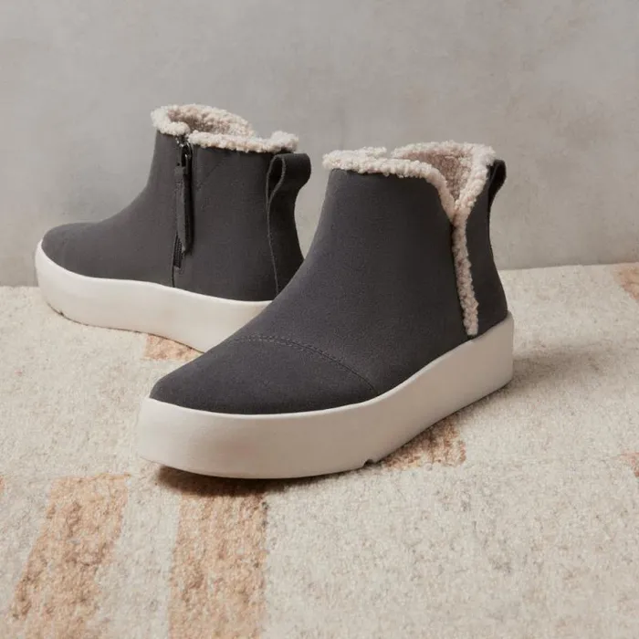 Toms Slip Ons Verona Mid Platform Sneaker Grey Suede Faux Shearling 8211 Women Toms Slip Ons Verona Mid Platform Sneaker Grey Suede Faux Shearling 8211 Women