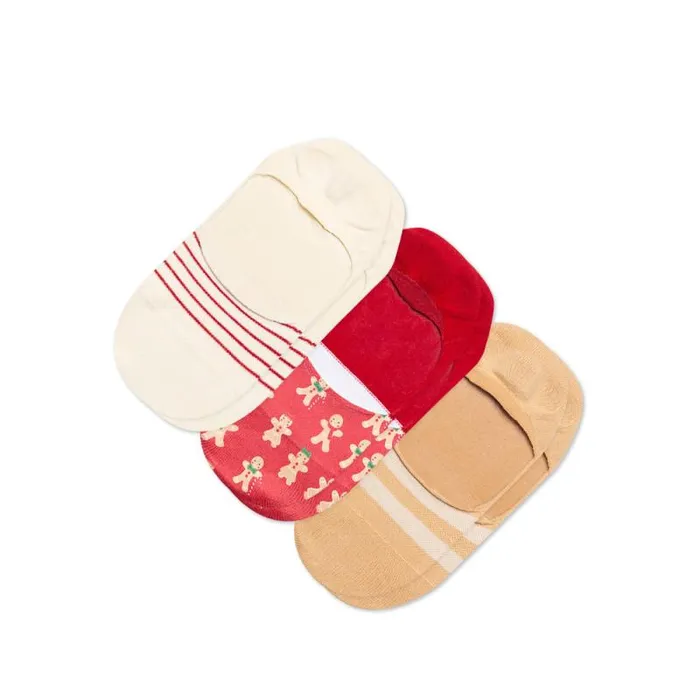 Toms Socks Classic No Show Socks 3 Pack Ginger Bread Multi Holiday Print 8211 Gear