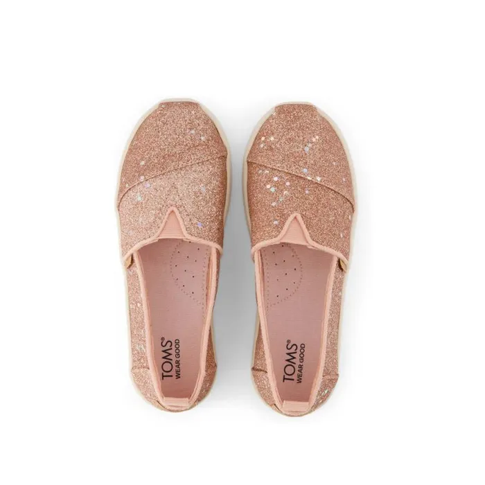 Toms TOMS Classics Alpargata Kids Shoe Cosmic Rose Gold Glitter 8211 KidsWomen Toms TOMS Classics Alpargata Kids Shoe Cosmic Rose Gold Glitter 8211 KidsWomen