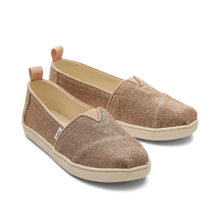 Toms TOMS Classics Alpargata Kids Shoe Gold Sparkle Kni 8211 KidsWomen Toms TOMS Classics Alpargata Kids Shoe Gold Sparkle Kni 8211 KidsWomen