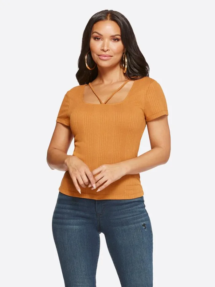 Tops Clothing Jessica Simpson Pippa Top In Glazed Ginger