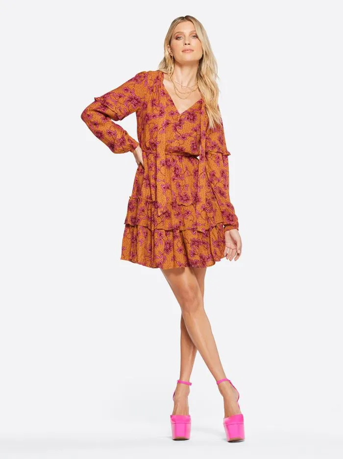 Tops Clothing Jessica Simpson Reina Dress In Botanical Pebbles