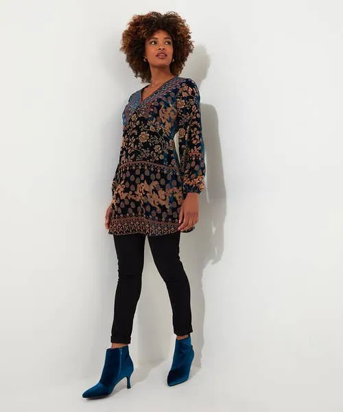 Tops Tunics and Blouses Apparel Destiny Devore Tunic Midnight Blue Joebrowns Tops Tunics and Blouses Apparel Destiny Devore Tunic Midnight Blue Joebrowns