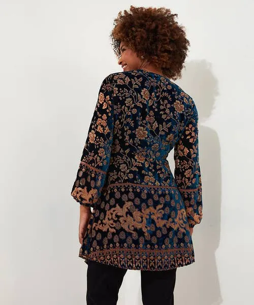 Tops Tunics and Blouses Apparel Destiny Devore Tunic Midnight Blue Joebrowns Tops Tunics and Blouses Apparel Destiny Devore Tunic Midnight Blue Joebrowns